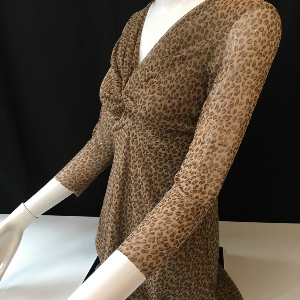 Coco Bianco V-Neck Tan Animal Print Tunic